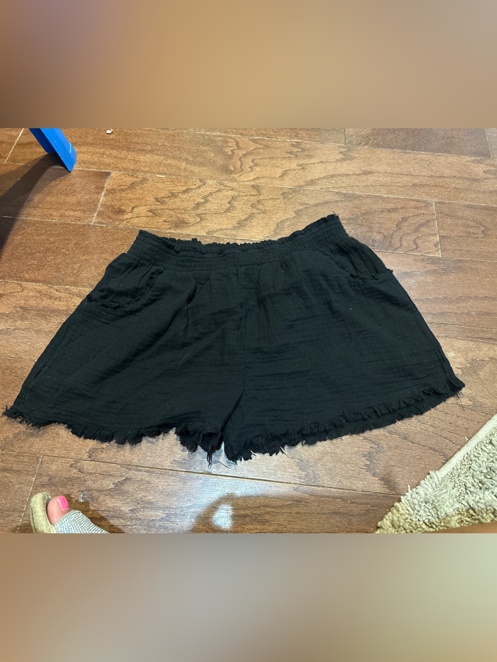 Umgee Black High Waist Frayed Hem Shorts